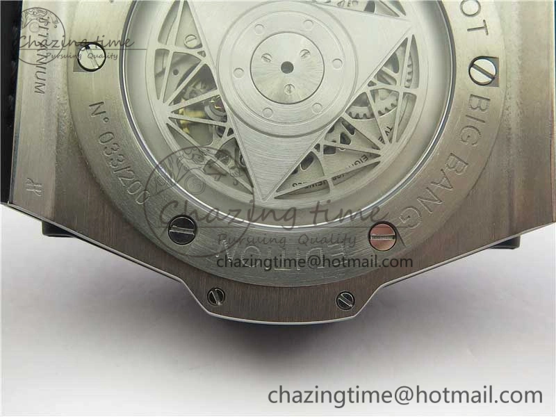Big Bang Sang Bleu Ti WWF 1:1 Best Edition Black Skeletonal Dial On Black Gummy Strap Asian HB OnTrend 6833