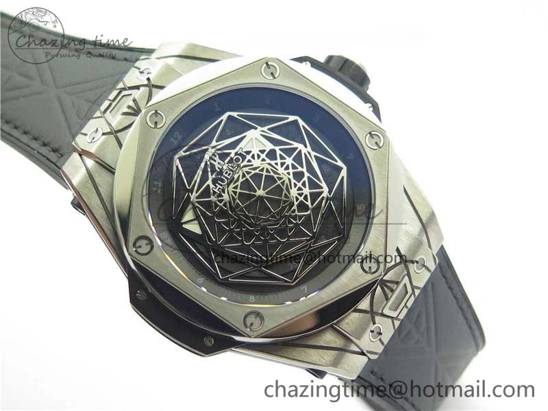 Big Bang Sang Bleu Ti WWF 1:1 Best Edition Black Skeletonal Dial On Black Gummy Strap Asian HB OnTrend 6833