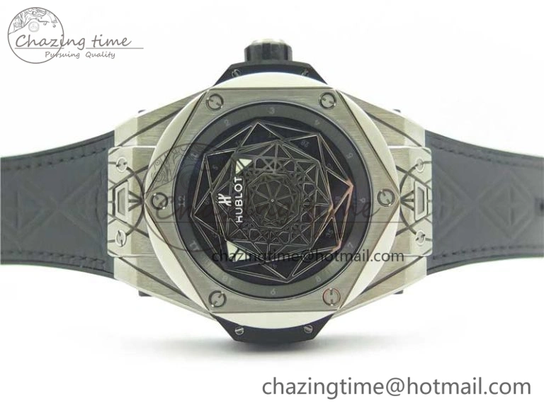 Big Bang Sang Bleu Ti WWF 1:1 Best Edition Black Skeletonal Dial On Black Gummy Strap Asian HB OnTrend 6833