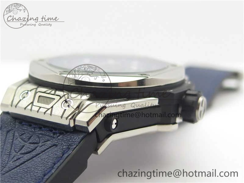 EasyCare Big Bang Sang Bleu Ti WWF 1:1 Best Edition Blue Skeletonal Dial On Blue Gummy Strap Asian HB 6836