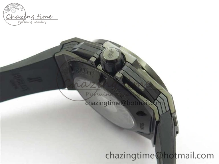 Contemporary Big Bang Sang Bleu chrono DLC B50 Black Skeletonal Dial On Rubber Strap Asian 6795