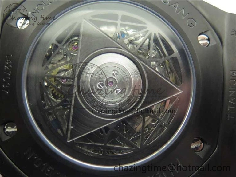 Contemporary Big Bang Sang Bleu chrono DLC B50 Black Skeletonal Dial On Rubber Strap Asian 6795