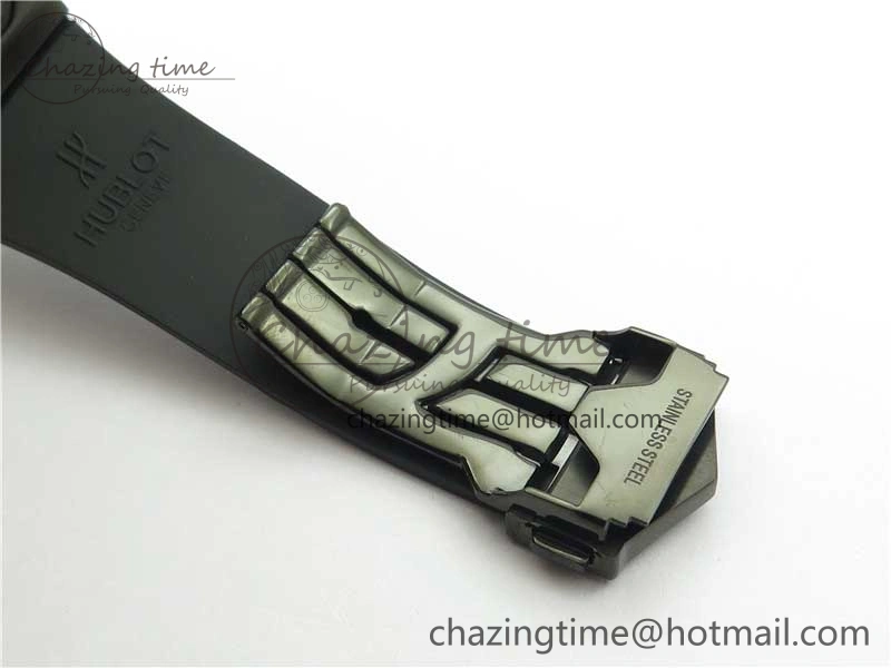 Contemporary Big Bang Sang Bleu chrono DLC B50 Black Skeletonal Dial On Rubber Strap Asian 6795