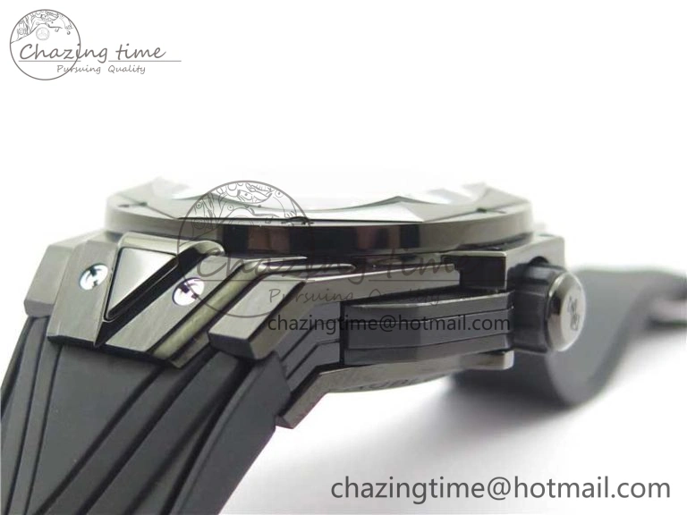 Contemporary Big Bang Sang Bleu chrono DLC B50 Black Skeletonal Dial On Rubber Strap Asian 6795