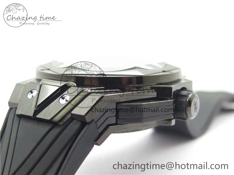 Contemporary Big Bang Sang Bleu chrono DLC B50 Black Skeletonal Dial On Rubber Strap Asian 6795