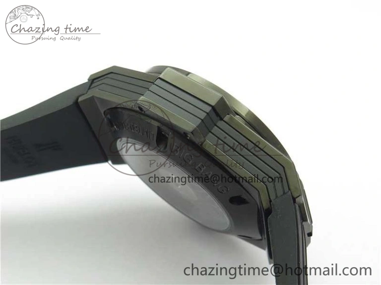 Contemporary Big Bang Sang Bleu chrono DLC B50 Black Skeletonal Dial On Rubber Strap Asian 6795