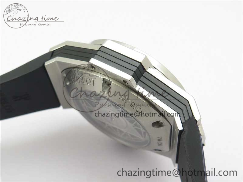 Effortless Big Bang Sang Bleu chrono SS B50 Black Skeletonal Dial On Rubber Strap Asian 6798