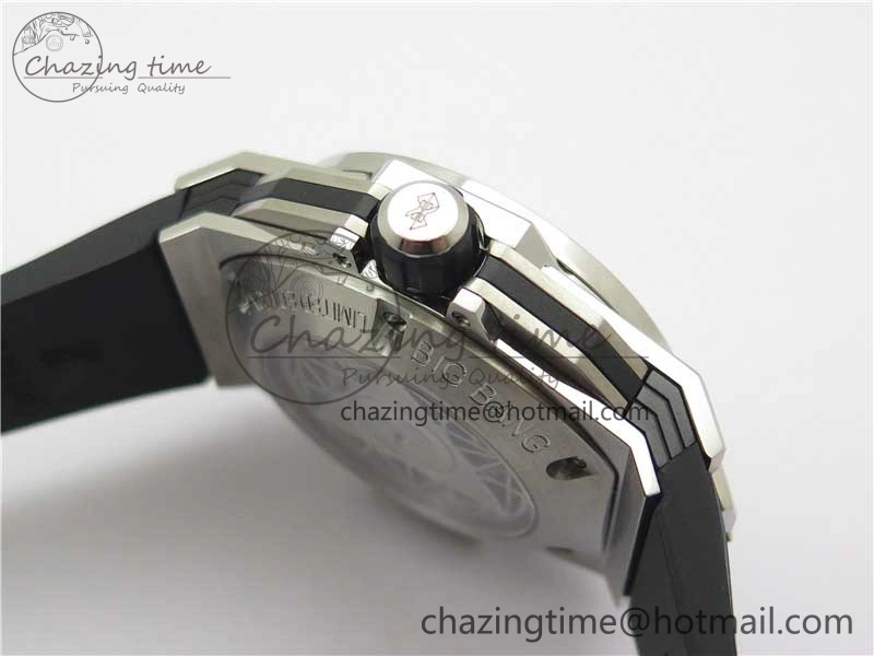 Effortless Big Bang Sang Bleu chrono SS B50 Black Skeletonal Dial On Rubber Strap Asian 6798