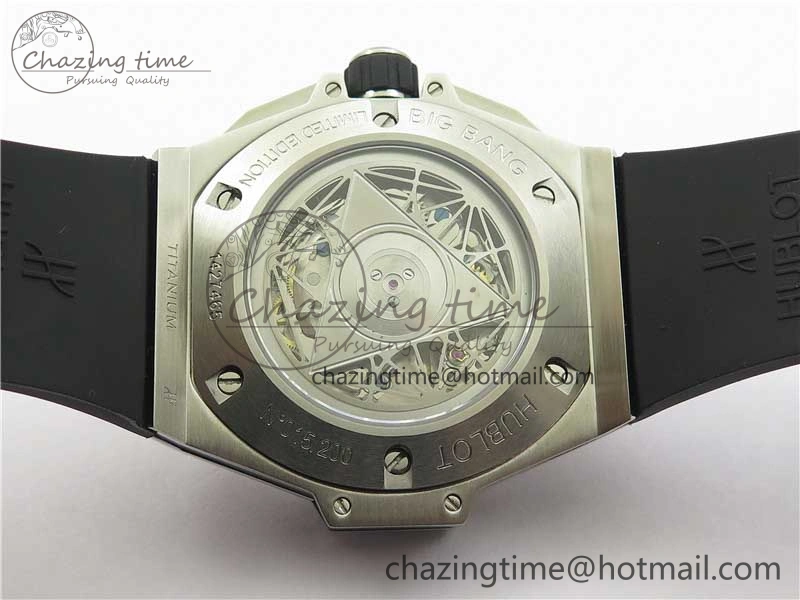 Effortless Big Bang Sang Bleu chrono SS B50 Black Skeletonal Dial On Rubber Strap Asian 6798