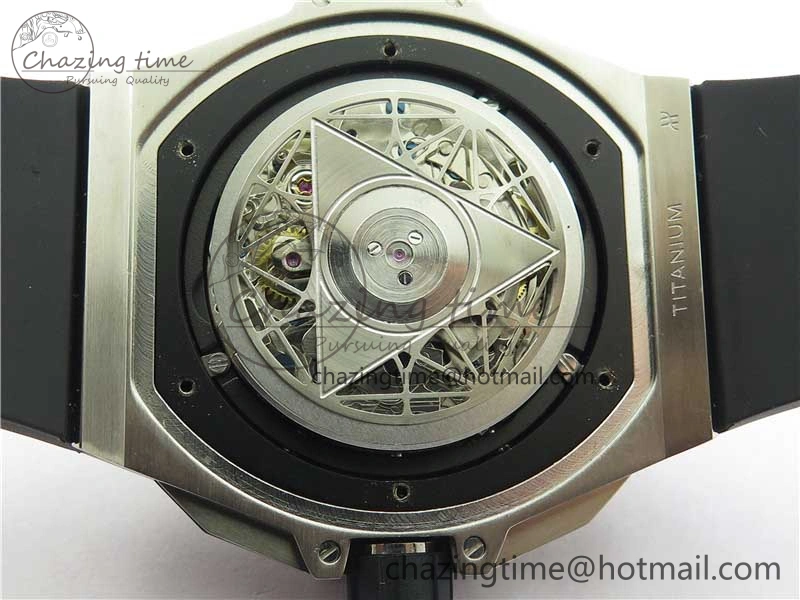 Effortless Big Bang Sang Bleu chrono SS B50 Black Skeletonal Dial On Rubber Strap Asian 6798