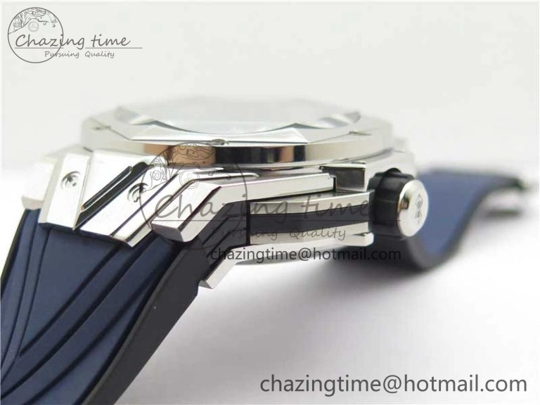 Big Bang Sang Bleu chrono SS B50 Blue Skeletonal Dial On Rubber Strap Asian TechFriendly 6797