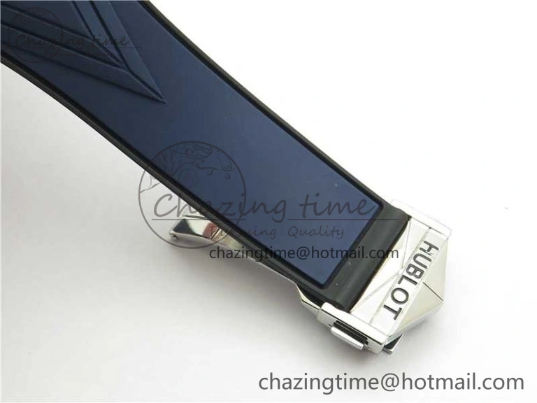 Big Bang Sang Bleu chrono SS B50 Blue Skeletonal Dial On Rubber Strap Asian TechFriendly 6797