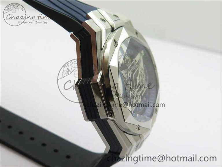 Big Bang Sang Bleu chrono SS B50 Blue Skeletonal Dial On Rubber Strap Asian TechFriendly 6797