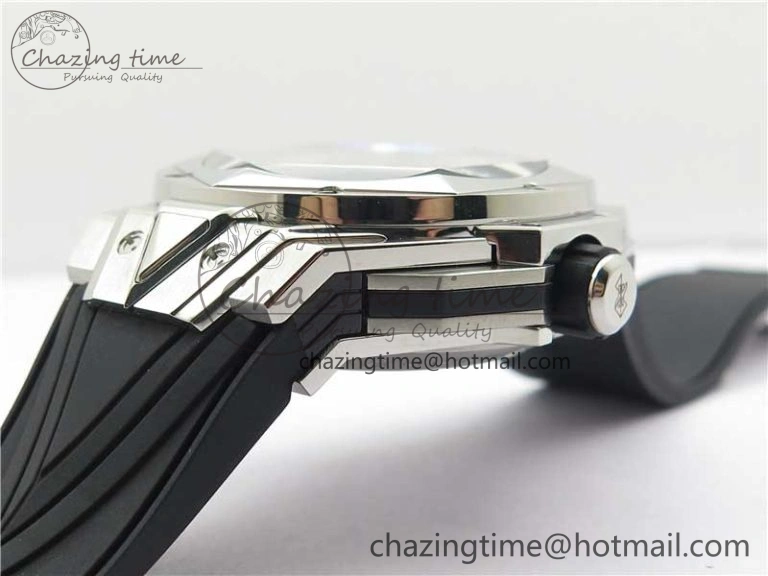 Contemporary Big Bang Sang Bleu chrono SS B50 White Skeletonal Dial On Gummy Strap Asian 6799