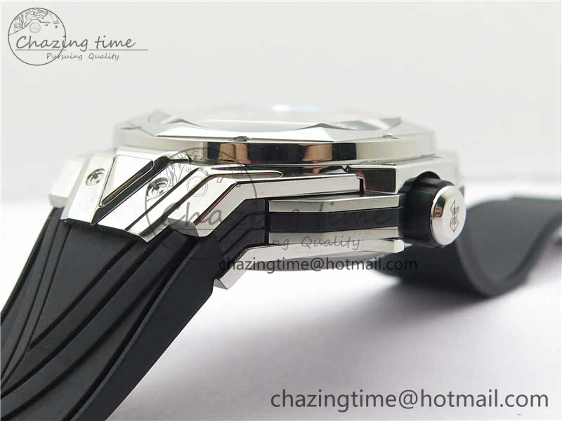 Contemporary Big Bang Sang Bleu chrono SS B50 White Skeletonal Dial On Gummy Strap Asian 6799