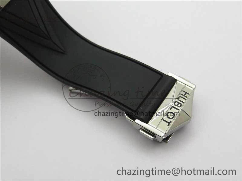 Contemporary Big Bang Sang Bleu chrono SS B50 White Skeletonal Dial On Gummy Strap Asian 6799