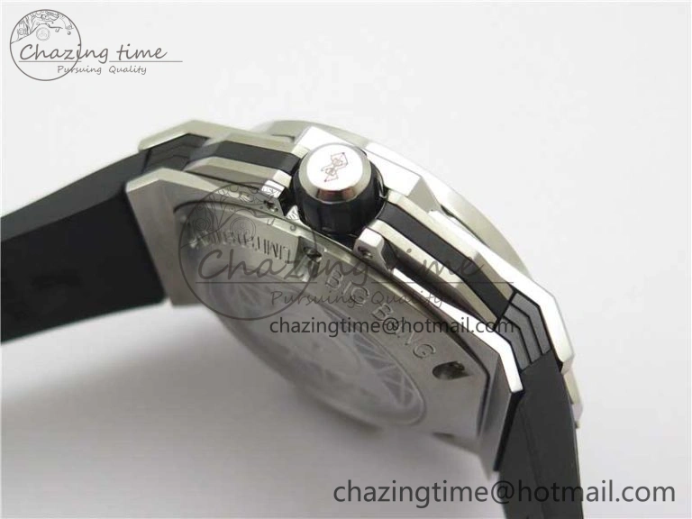 Contemporary Big Bang Sang Bleu chrono SS B50 White Skeletonal Dial On Gummy Strap Asian 6799
