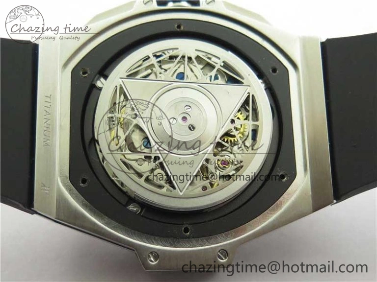 Contemporary Big Bang Sang Bleu chrono SS B50 White Skeletonal Dial On Gummy Strap Asian 6799