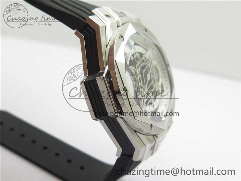 Contemporary Big Bang Sang Bleu chrono SS B50 White Skeletonal Dial On Gummy Strap Asian 6799