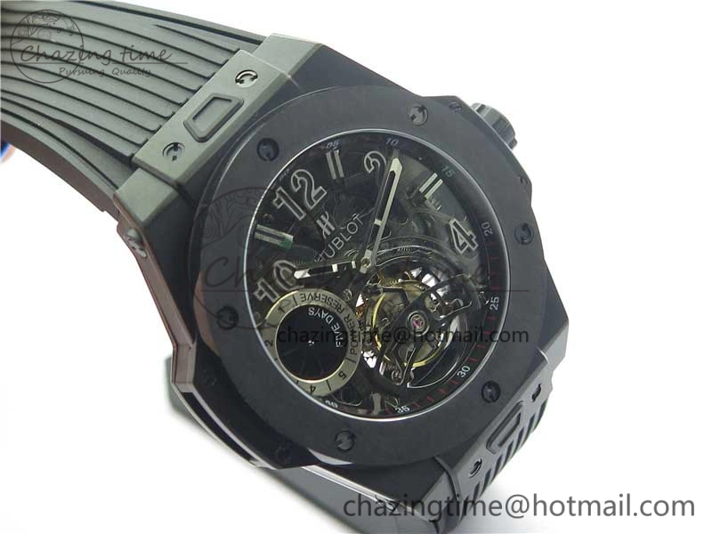 FashionForward Big Bang Tourbillon King 45mm PVD MJF Best Edition Skeleton Dial on Black Rubber Strap 6830