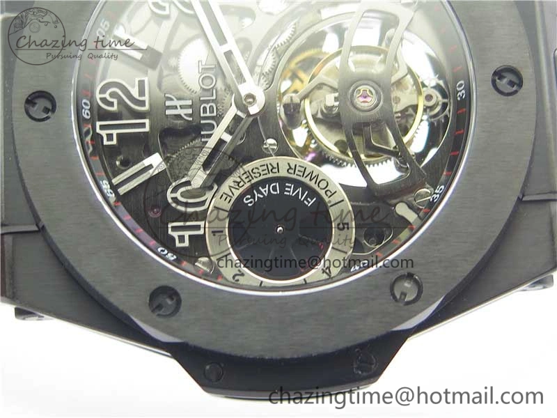 FashionForward Big Bang Tourbillon King 45mm PVD MJF Best Edition Skeleton Dial on Black Rubber Strap 6830