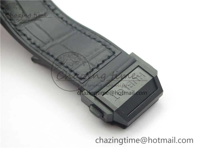 Breathable Big Bang Tourbillon King 45mm RG MJF Best Edition Skeleton Dial on Black Gummy Strap 6831