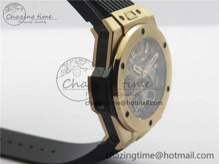 Big Bang Tourbillon King 45mm RG MJF Best Edition Skeleton Dial on Black Rubber Strap Trendy 6834