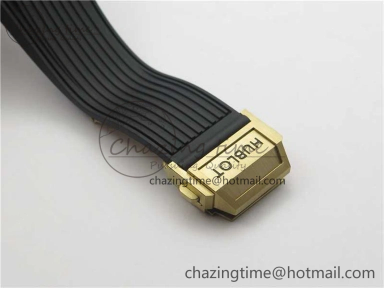 Big Bang Tourbillon King 45mm YG MJF Best Edition Skeleton Dial on Black Rubber Strap EyeCatching 6832