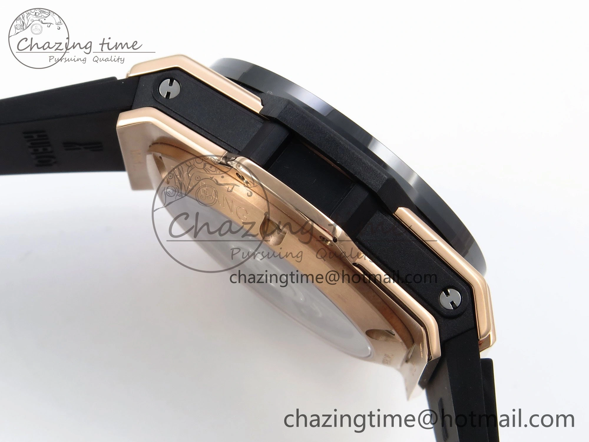 OnTrend Big Bang Unico 42mm RG BBF 1:1 Best Edition Skeleton Dial Black Ceramic Bezel on Black Rubber Strap A1280 V 6728