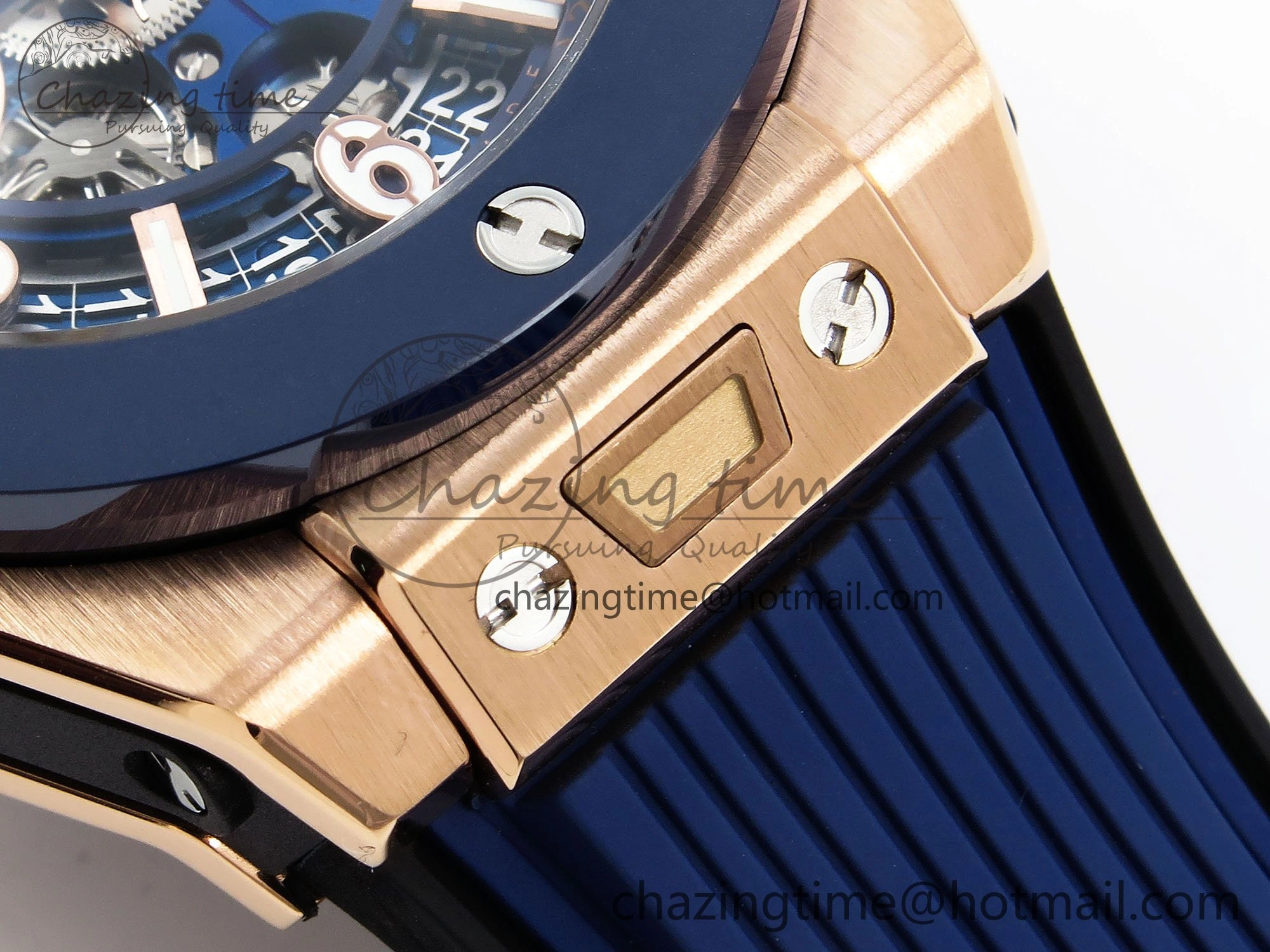 Big Bang Unico 42mm RG BBF 1:1 Best Edition Skeleton Dial Blue Ceramic Bezel on Blue Rubber Strap A1280 V Compact 6731