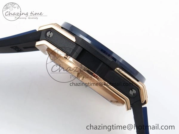 Big Bang Unico 42mm RG BBF 1:1 Best Edition Skeleton Dial Blue Ceramic Bezel on Blue Rubber Strap A1280 V Compact 6731