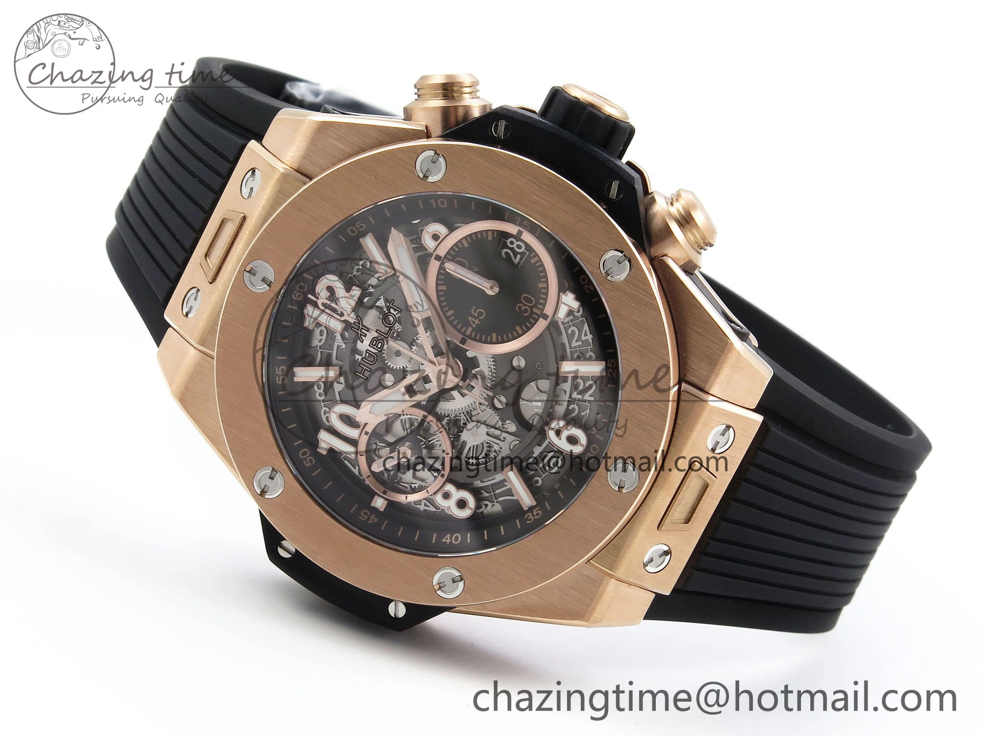 Big Bang Unico 42mm RG BBF 1:1 Best Edition Skeleton Dial on Black Rubber Strap A1280 V ModernLook 6730