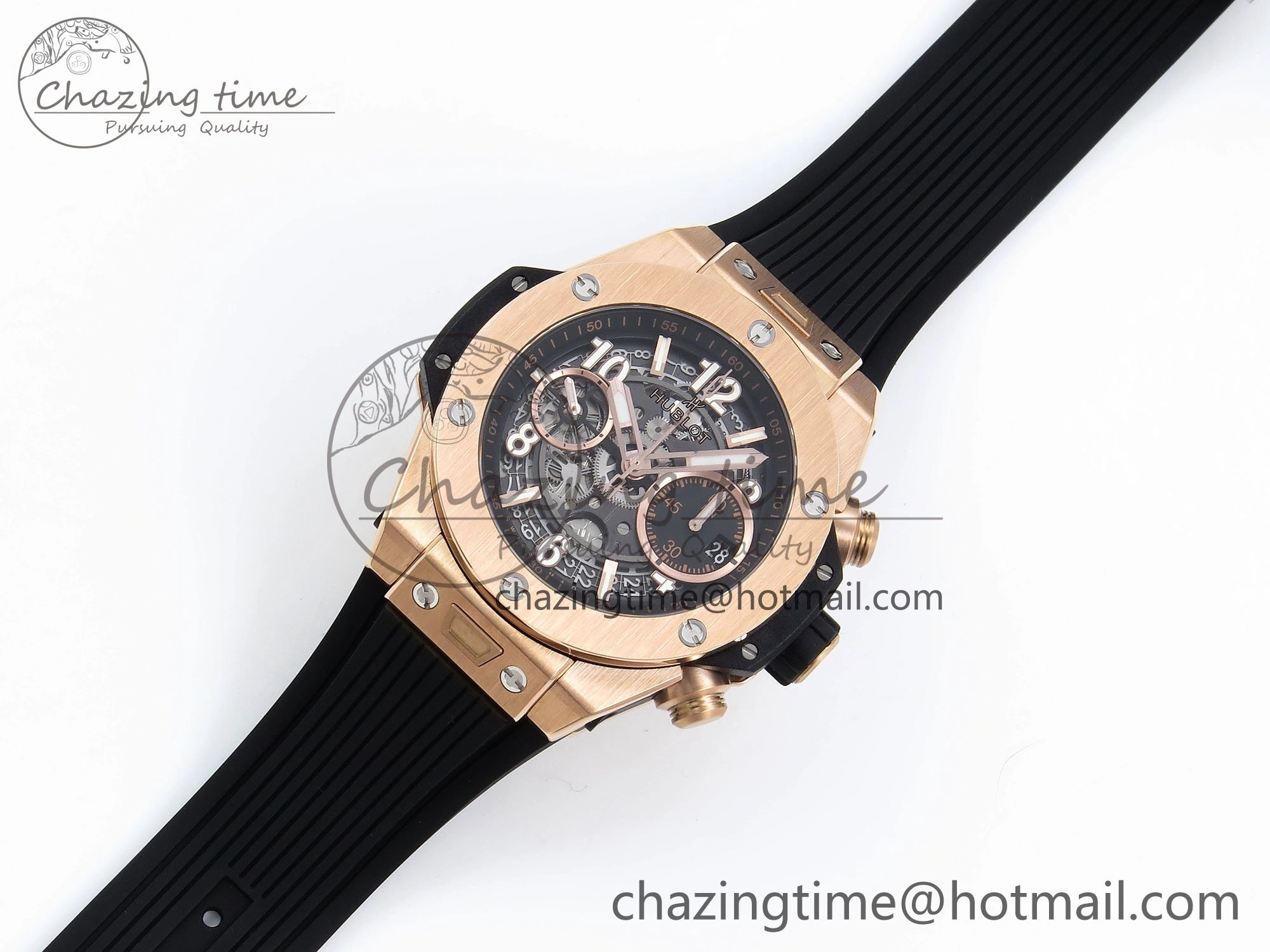 Big Bang Unico 42mm RG BBF 1:1 Best Edition Skeleton Dial on Black Rubber Strap A1280 V ModernLook 6730