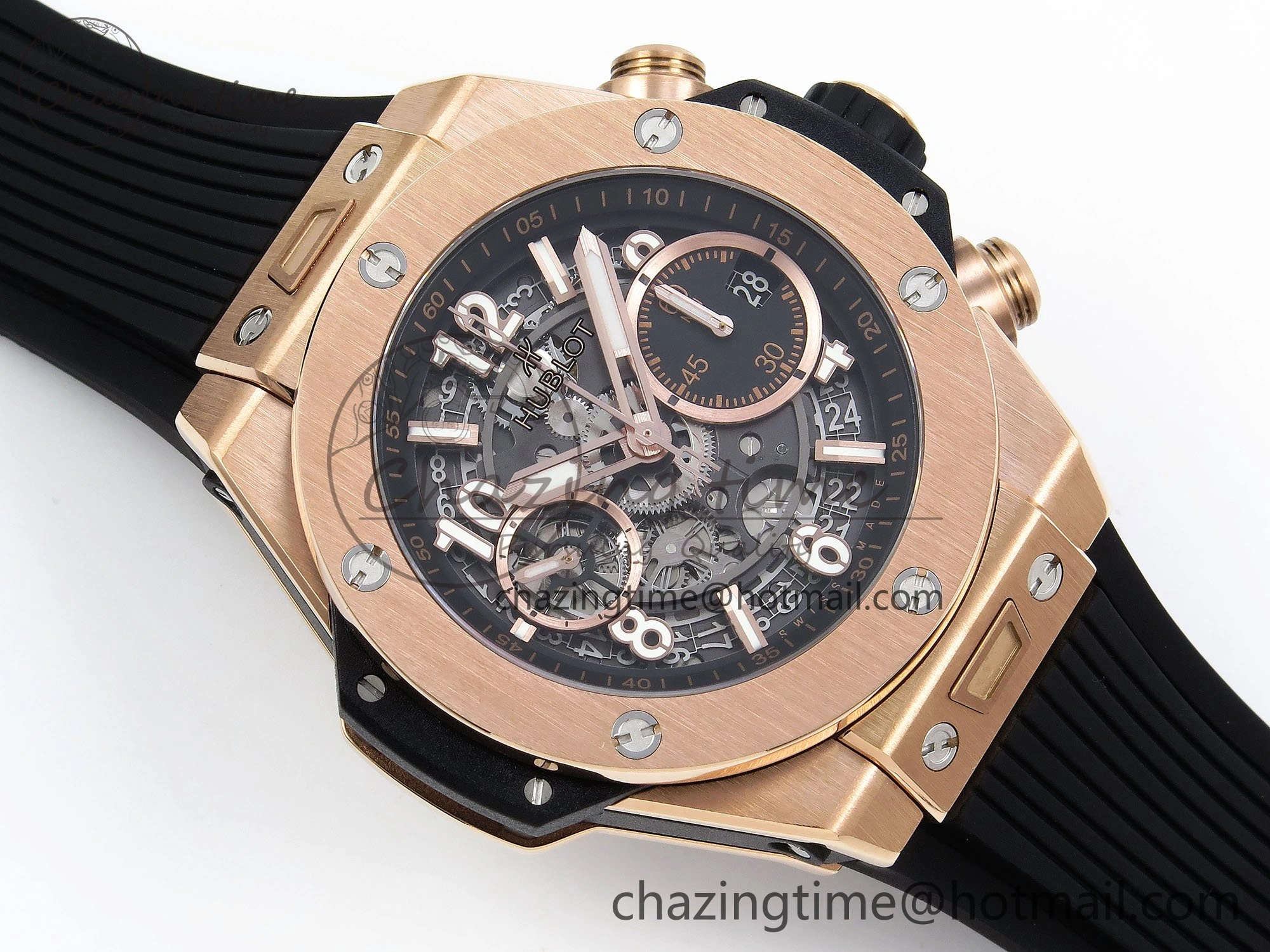 Big Bang Unico 42mm RG BBF 1:1 Best Edition Skeleton Dial on Black Rubber Strap A1280 V ModernLook 6730