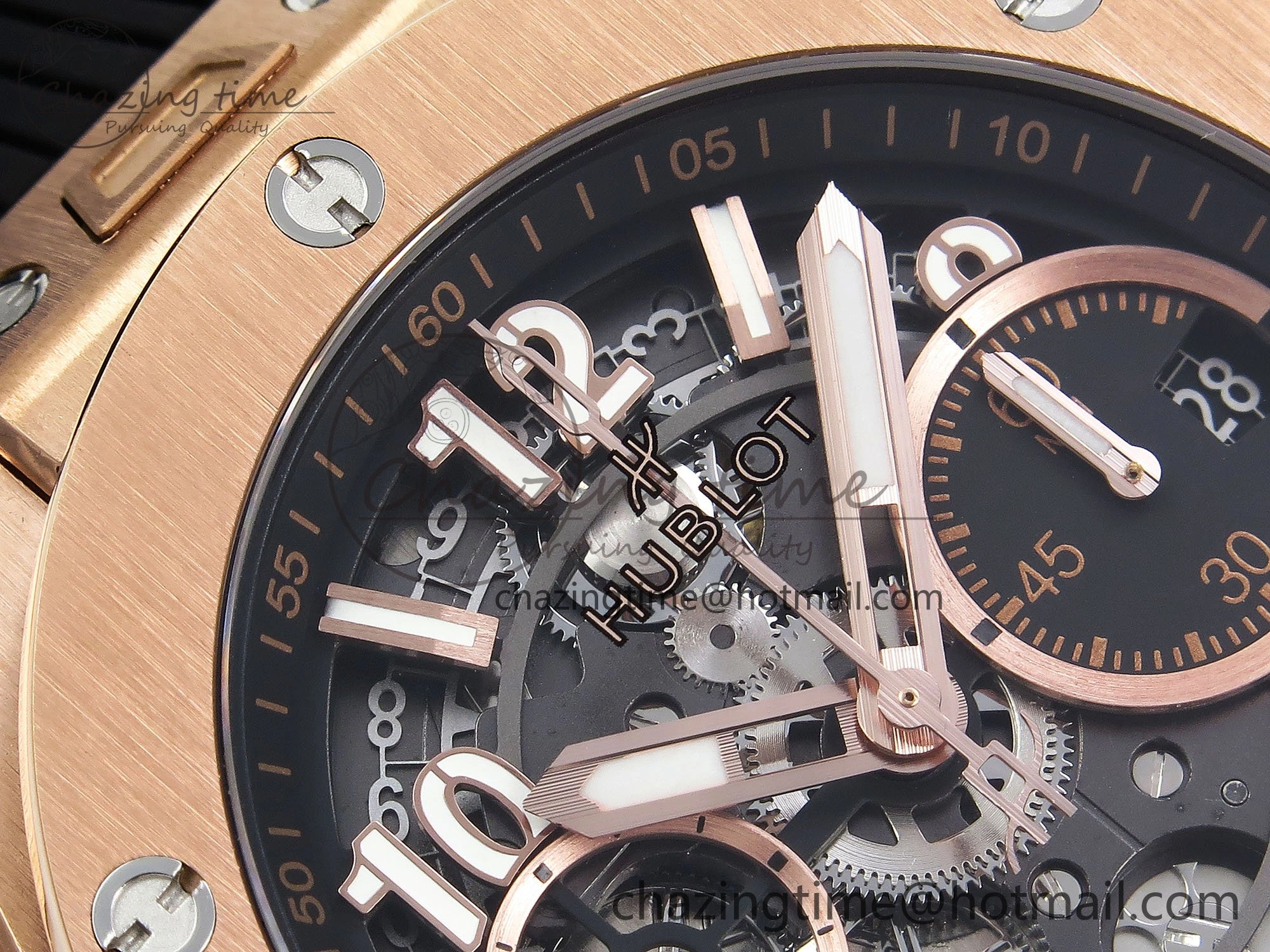 Big Bang Unico 42mm RG BBF 1:1 Best Edition Skeleton Dial on Black Rubber Strap A1280 V ModernLook 6730
