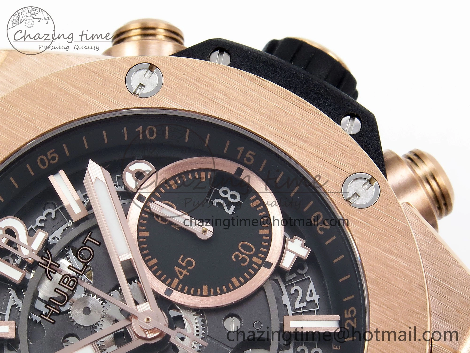 Big Bang Unico 42mm RG BBF 1:1 Best Edition Skeleton Dial on Black Rubber Strap A1280 V ModernLook 6730