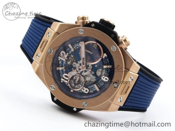 Trendsetting Big Bang Unico 42mm RG BBF 1:1 Best Edition Skeleton Dial on Blue Rubber Strap A1280 V 6732