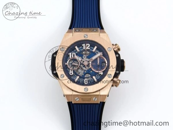 Trendsetting Big Bang Unico 42mm RG BBF 1:1 Best Edition Skeleton Dial on Blue Rubber Strap A1280 V 6732