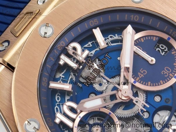 Trendsetting Big Bang Unico 42mm RG BBF 1:1 Best Edition Skeleton Dial on Blue Rubber Strap A1280 V 6732
