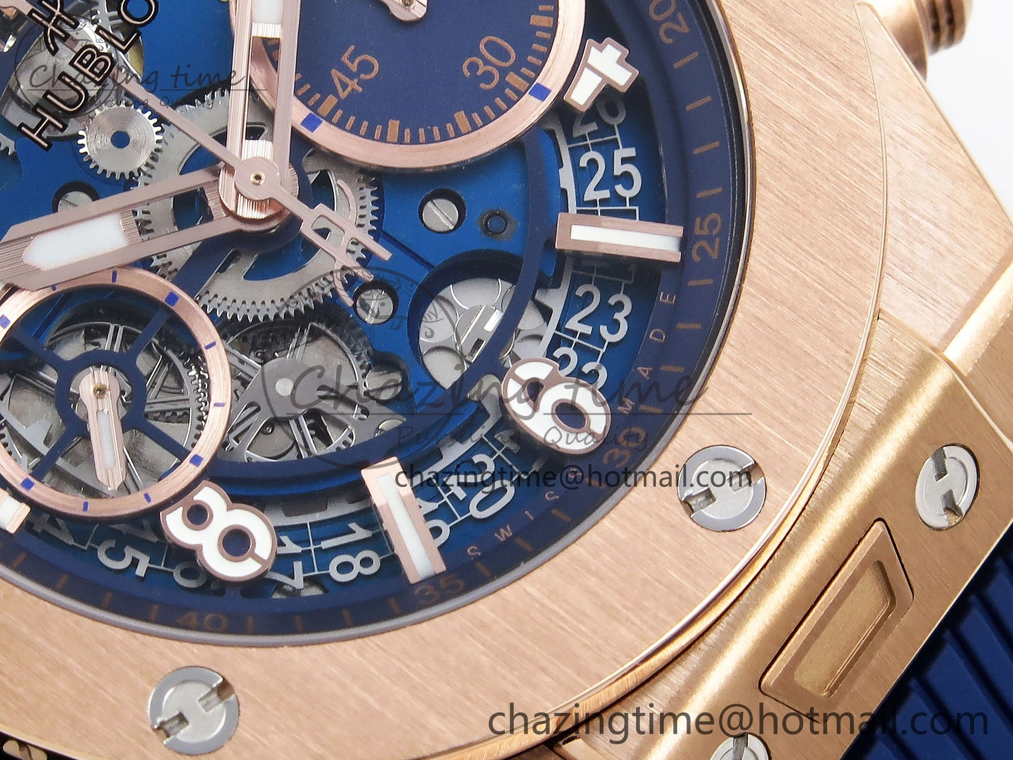 Trendsetting Big Bang Unico 42mm RG BBF 1:1 Best Edition Skeleton Dial on Blue Rubber Strap A1280 V 6732