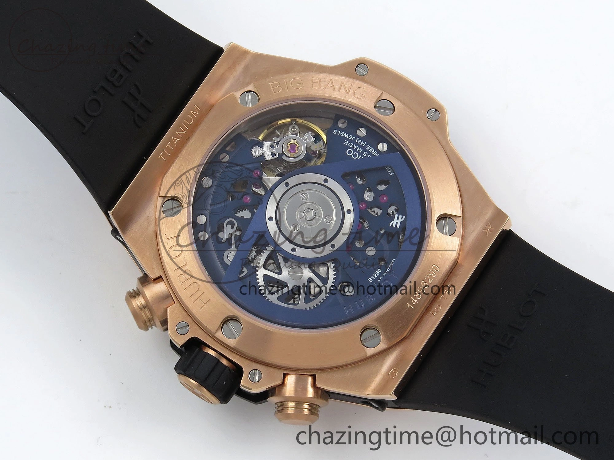 Trendsetting Big Bang Unico 42mm RG BBF 1:1 Best Edition Skeleton Dial on Blue Rubber Strap A1280 V 6732