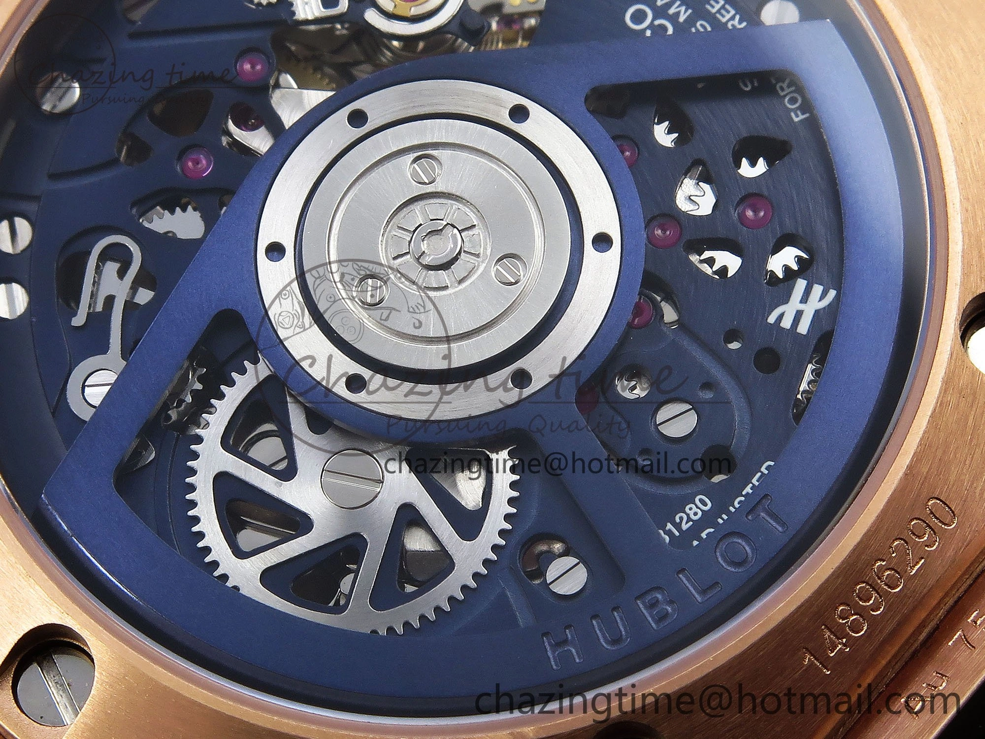 Trendsetting Big Bang Unico 42mm RG BBF 1:1 Best Edition Skeleton Dial on Blue Rubber Strap A1280 V 6732