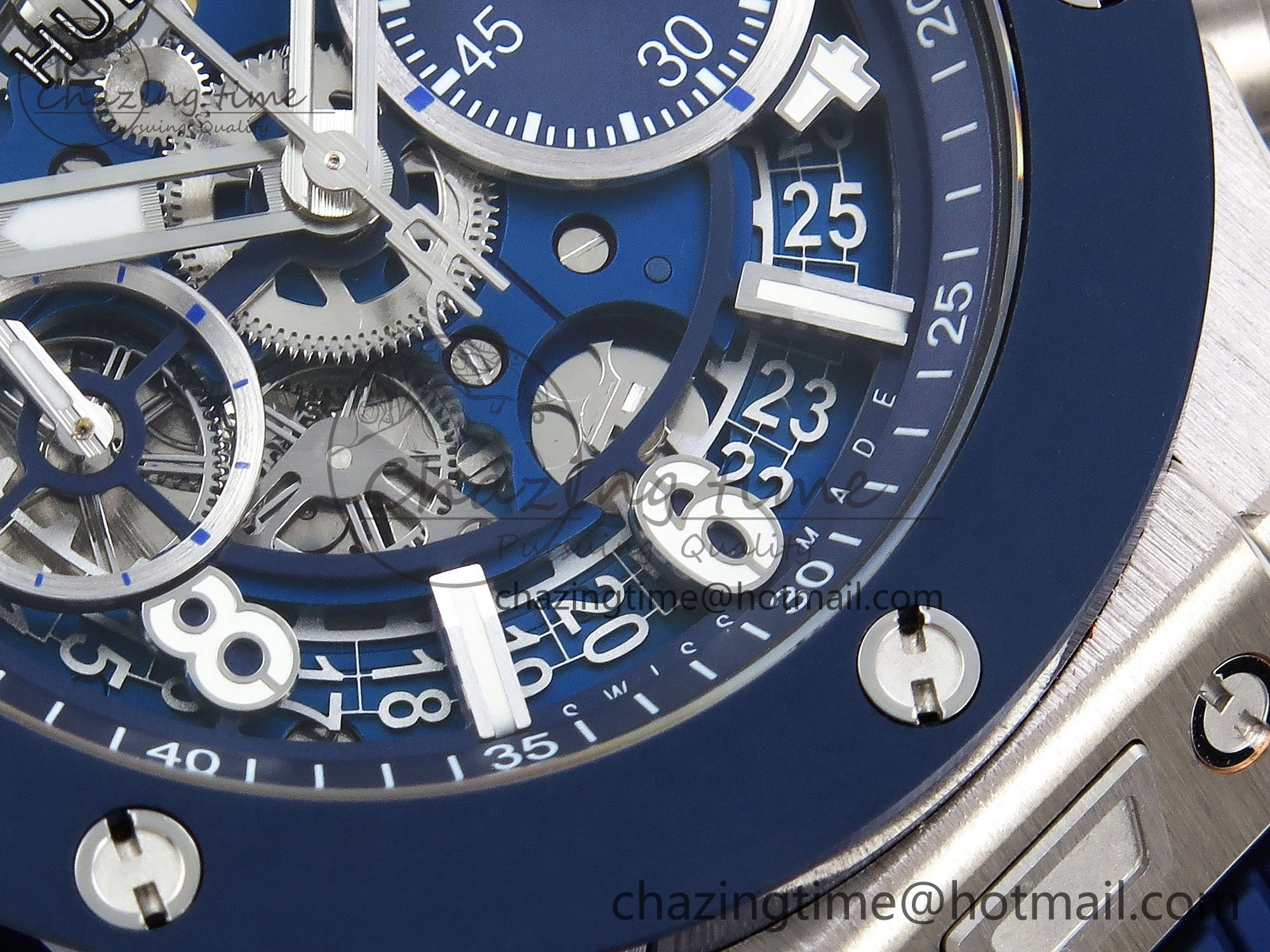 Cozy Big Bang Unico 42mm SS BBF 1:1 Best Edition Skeleton Dial Blue Ceramic Bezel on Blue Rubber Strap A1280 V 6727
