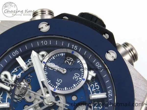 Cozy Big Bang Unico 42mm SS BBF 1:1 Best Edition Skeleton Dial Blue Ceramic Bezel on Blue Rubber Strap A1280 V 6727