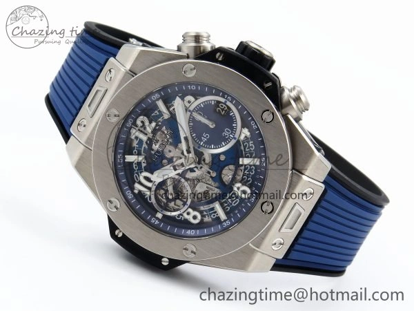 Modern Big Bang Unico 42mm SS BBF 1:1 Best Edition Skeleton Dial on Blue Rubber Strap A1280 V 6726
