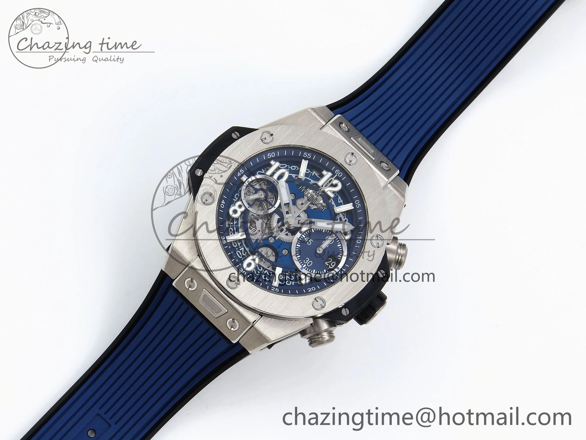 Modern Big Bang Unico 42mm SS BBF 1:1 Best Edition Skeleton Dial on Blue Rubber Strap A1280 V 6726