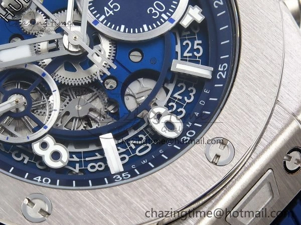 Modern Big Bang Unico 42mm SS BBF 1:1 Best Edition Skeleton Dial on Blue Rubber Strap A1280 V 6726
