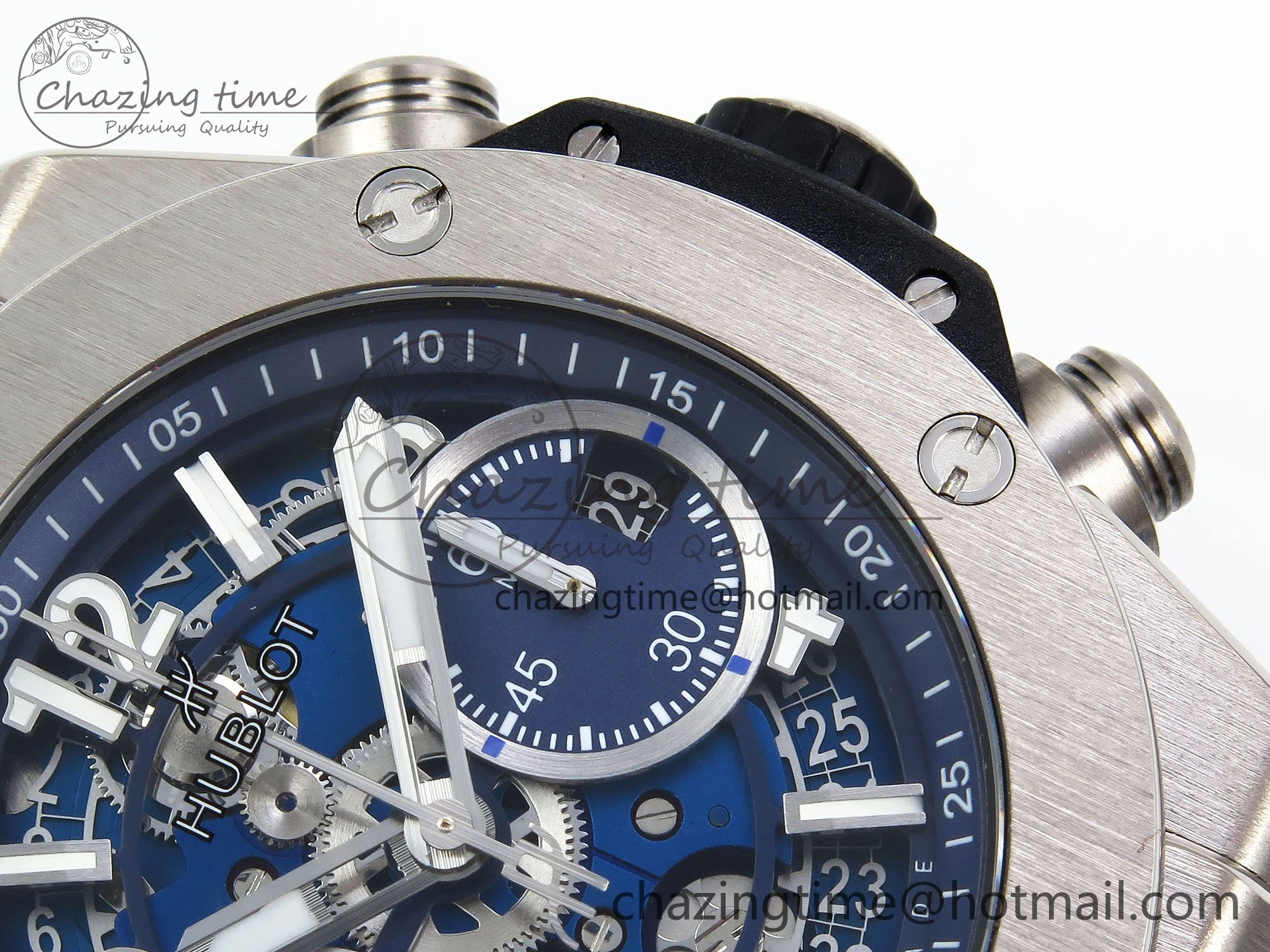 Modern Big Bang Unico 42mm SS BBF 1:1 Best Edition Skeleton Dial on Blue Rubber Strap A1280 V 6726