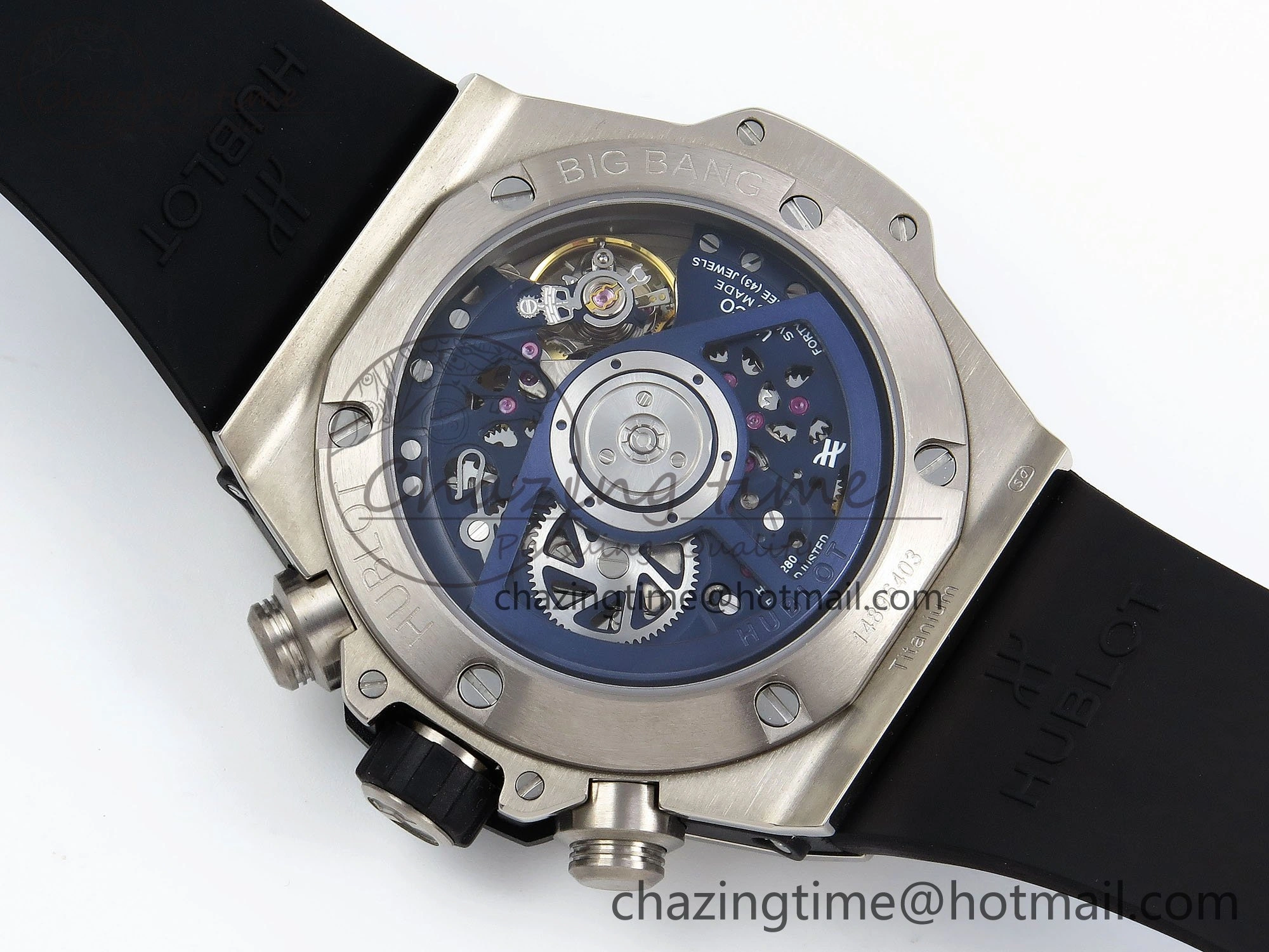 Modern Big Bang Unico 42mm SS BBF 1:1 Best Edition Skeleton Dial on Blue Rubber Strap A1280 V 6726
