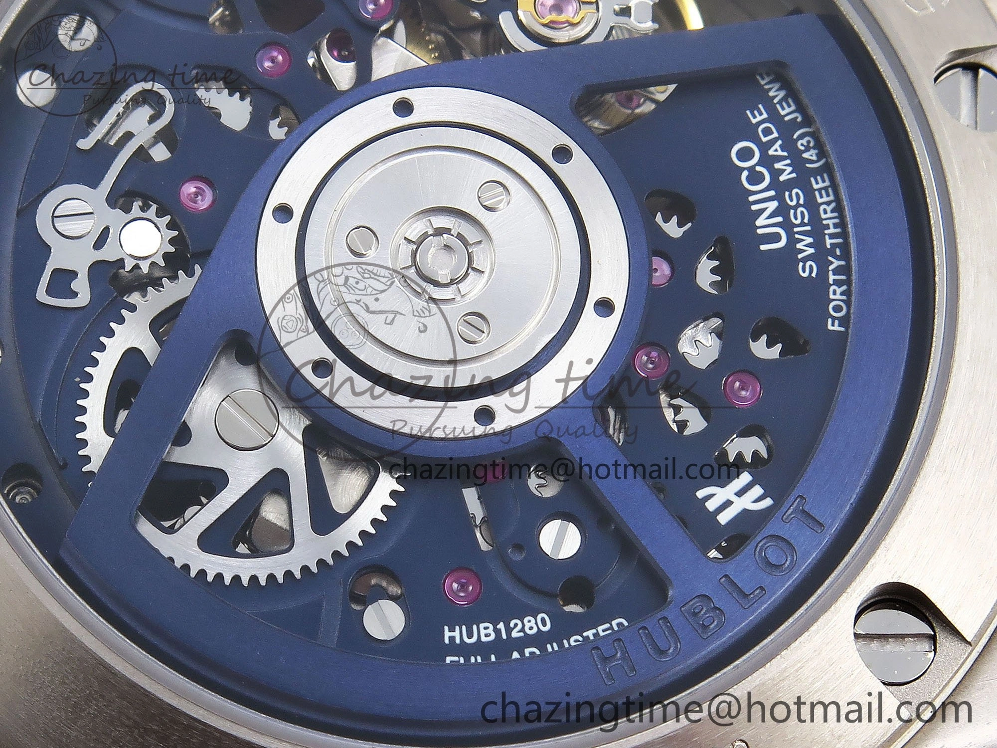 Modern Big Bang Unico 42mm SS BBF 1:1 Best Edition Skeleton Dial on Blue Rubber Strap A1280 V 6726